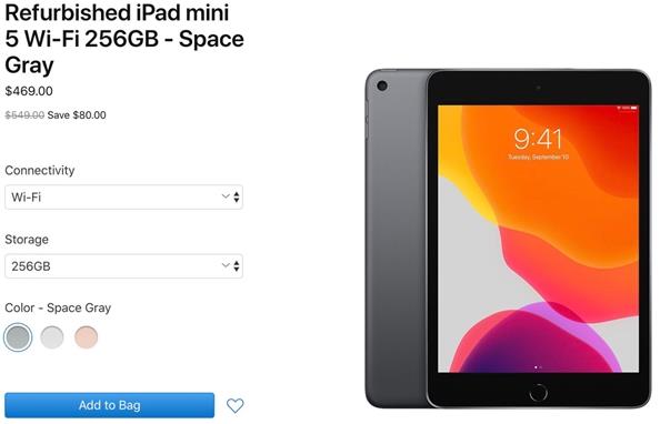 苹果销售翻新的2019 iPad Air和iPad Mini 5 便宜80美元起+享有一年保修